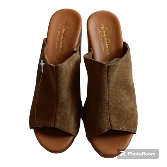 Avellini Made in Italy mules open toe block heel suede brown women clog mules 8 - Picture 9 of 9